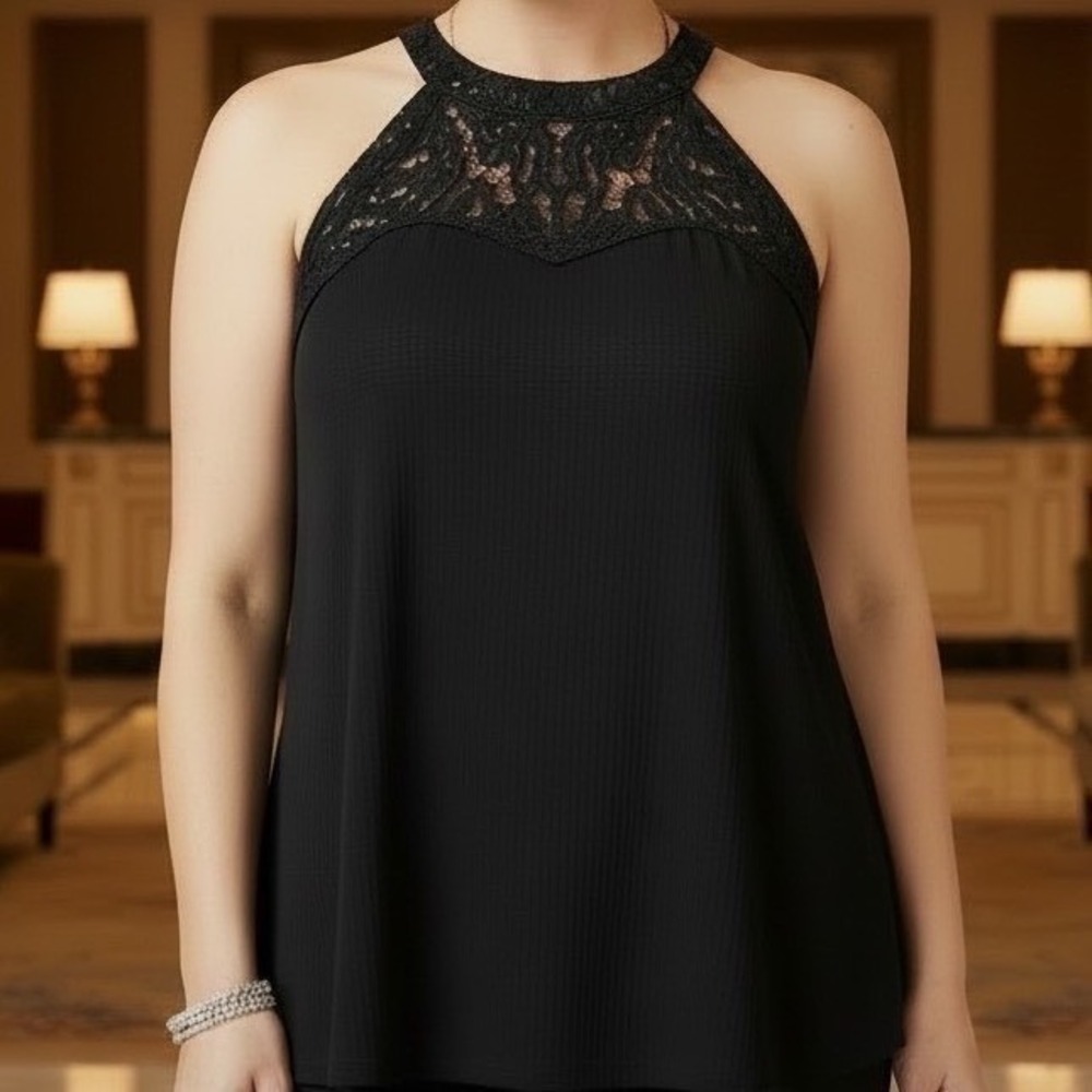 TORRID Black Goddess Neck Crochet Swing Tank NWT Size 3X - Picture 4 of 16